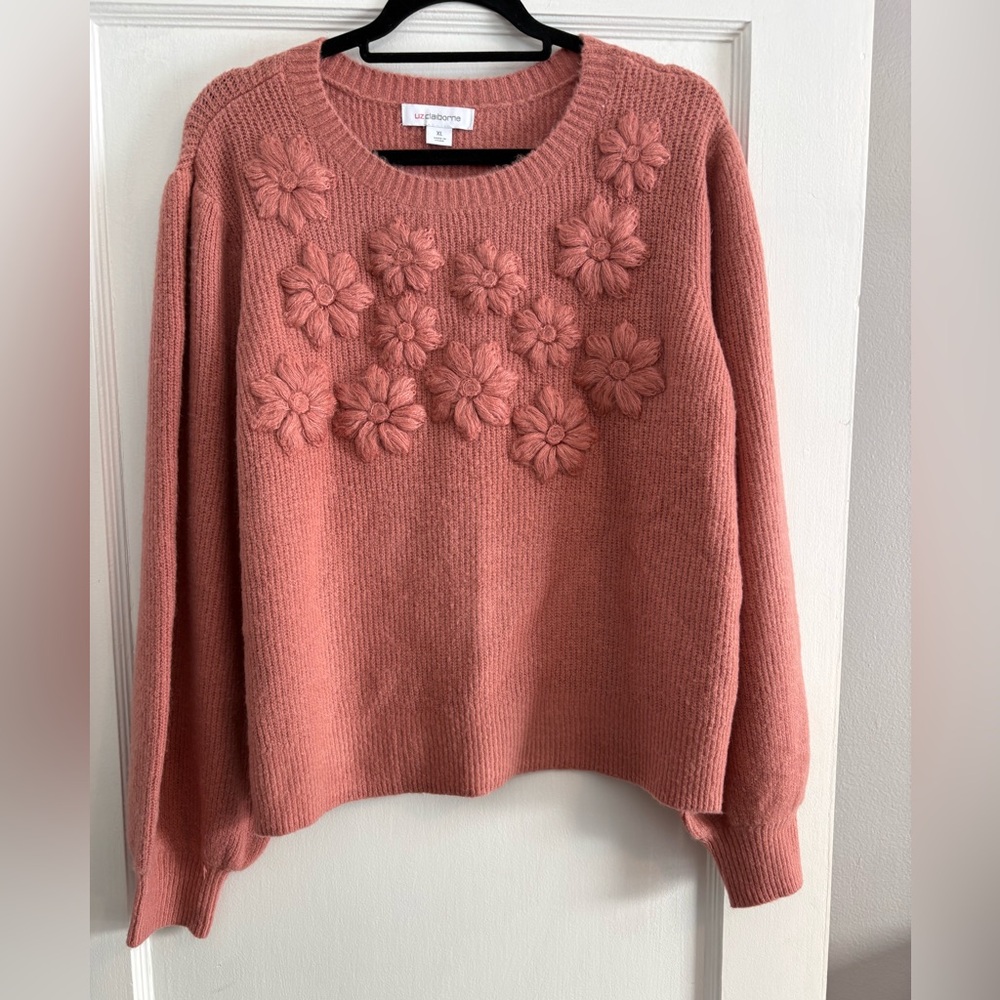 NWT Liz Claiborne Pink Floral Sweater Size XL